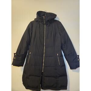 Vtg Calvin Klein Down Hooded Puffer Winter Jacket Sz M Holiday Preppy Outdoor